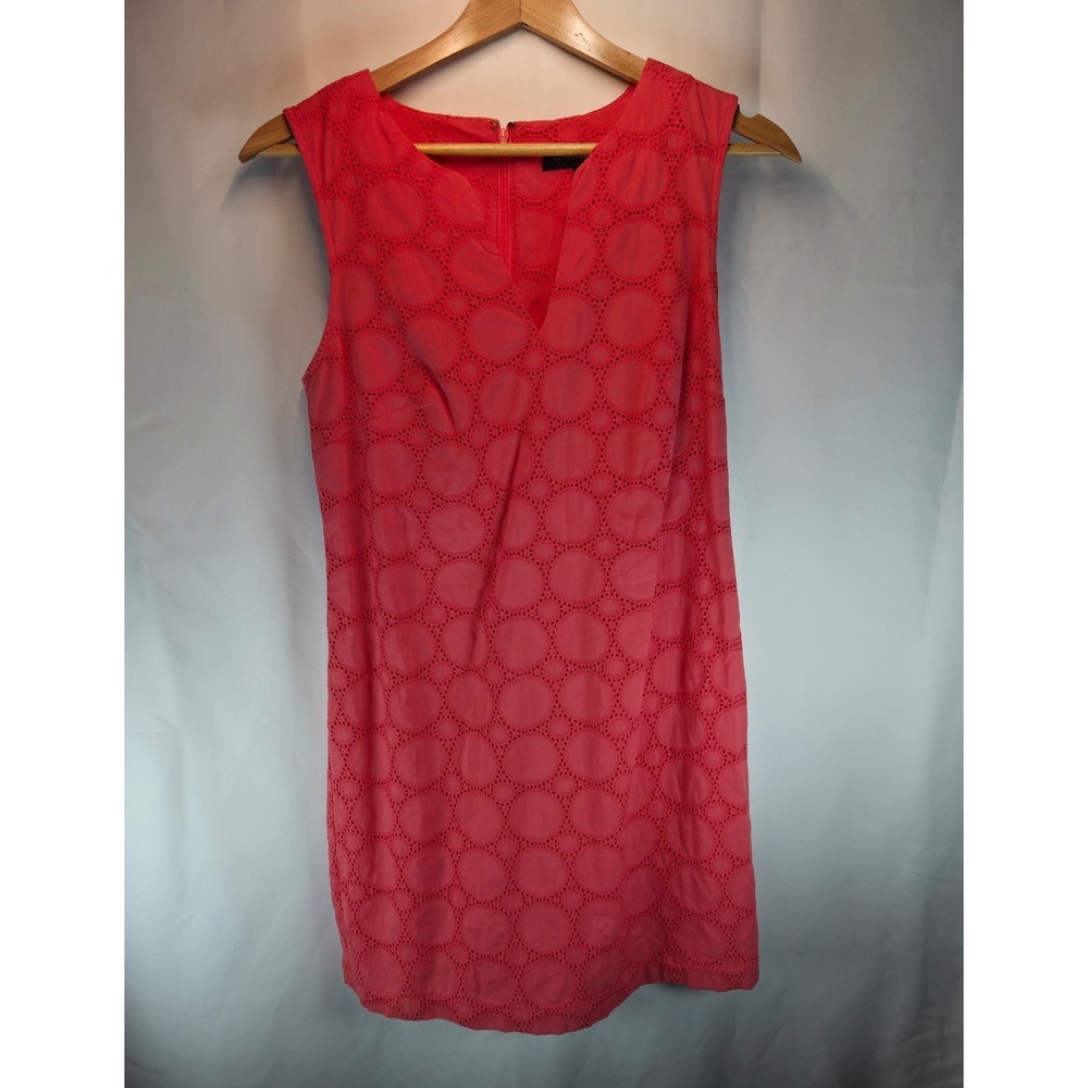 Banana Republic Dress Women‎ Sz 2 Eyelet Coral 90s Mini Cocktail Career Cotton